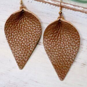 Teardrop Brown Faux Leather Earrings | Lightweight Everyday Style